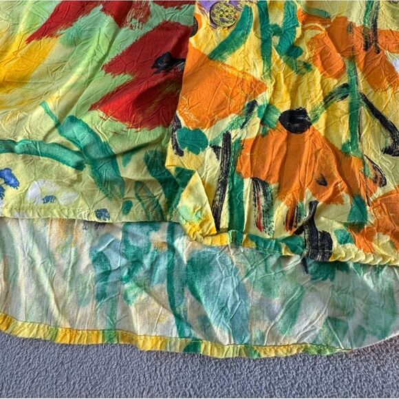 Jams World Button Up Top Multi Color Floral Short Sleeve Blouse size M - Picture 7 of 16